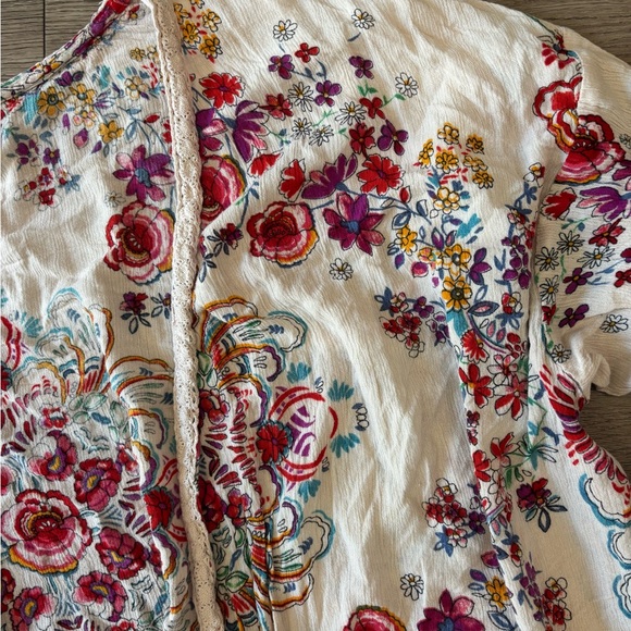 Bila Multicolor Floral Flowy Boho Open Cardigan Blouse - Picture 5 of 9